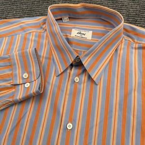 Brioni Shirt‎ Men's 2XL Striped Button Up Long Sleeve Italy Luxury Dress Shirt